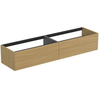 IDEAL STANDARD CONCA - Waschtisch-Unterschrank 1985x505x360 mm in eiche hell furnier, 2 Schubladen - Grifflos, Vollauszug, Push-to-open, SoftClosing, Vormontiert, Nachhaltig gewonnenes Holz, Echtholzfurnier #T3987Y6 - Eiche hell