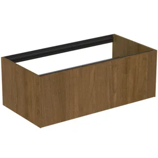 IDEAL STANDARD CONCA - Waschtisch-Unterschrank 1000x505x360 mm in walnuss dunkel dekor, 1 Schublade - Grifflos, Vollauszug, Push-to-open, SoftClosing, Vormontiert, Nachhaltig gewonnenes Holz, Echtholzfurnier #T3988Y5 - Walnuss dunkel