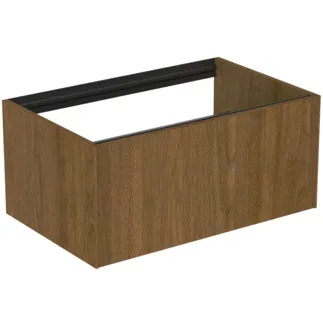 IDEAL STANDARD CONCA - Waschtisch-Unterschrank 800x505x360 mm in walnuss dunkel dekor, 1 Schublade - Grifflos, Vollauszug, Push-to-open, SoftClosing, Vormontiert, Nachhaltig gewonnenes Holz, Echtholzfurnier #T3985Y5 - Walnuss dunkel
