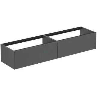 IDEAL STANDARD CONCA - Waschtisch-Unterschrank 1985x505x360 mm in anthrazit matt lackiert, 2 Schubladen - Grifflos, Vollauszug, Push-to-open, SoftClosing, Vormontiert, Nachhaltig gewonnenes Holz #T3987Y2 - Anthrazit matt
