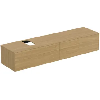 IDEAL STANDARD CONCA - Waschtisch-Unterschrank 1987x505x370 mm in eiche hell furnier, 2 Schubladen - Grifflos, Vollauszug, Push-to-open, SoftClosing, Vormontiert, Nachhaltig gewonnenes Holz, Echtholzfurnier #T3986Y6 - Eiche hell