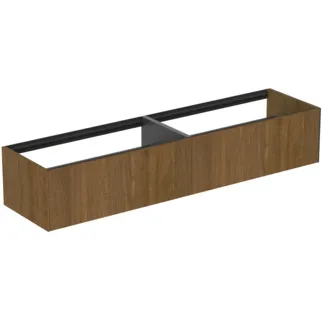 IDEAL STANDARD CONCA - Waschtisch-Unterschrank 1985x505x360 mm in walnuss dunkel dekor, 2 Schubladen - Grifflos, Vollauszug, Push-to-open, SoftClosing, Vormontiert, Nachhaltig gewonnenes Holz, Echtholzfurnier #T3987Y5 - Walnuss dunkel
