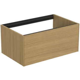 IDEAL STANDARD CONCA - Waschtisch-Unterschrank 800x505x360 mm in eiche hell furnier, 1 Schublade - Grifflos, Vollauszug, Push-to-open, SoftClosing, Vormontiert, Nachhaltig gewonnenes Holz, Echtholzfurnier #T3985Y6 - Eiche hell