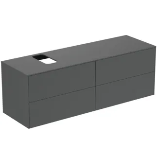 IDEAL STANDARD CONCA - Waschtisch-Unterschrank 1587x505x550 mm in anthrazit matt lackiert, 2 Schubladen - Grifflos, Vollauszug, Push-to-open, SoftClosing, Vormontiert, Nachhaltig gewonnenes Holz #T3989Y2 - Anthrazit matt