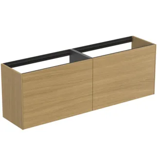 IDEAL STANDARD CONCA - Waschtisch-Unterschrank 1585x373x540 mm in eiche hell furnier, 4 Schubladen - Grifflos, Vollauszug, Push-to-open, SoftClosing, Vormontiert, Nachhaltig gewonnenes Holz, Echtholzfurnier #T3996Y6 - Eiche hell