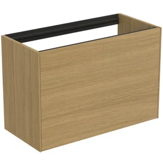 IDEAL STANDARD CONCA - Waschtisch-Unterschrank 800x373x540 mm in eiche hell furnier, 2 Schubladen - Grifflos, Vollauszug, Push-to-open, SoftClosing, Vormontiert, Nachhaltig gewonnenes Holz, Echtholzfurnier #T3994Y6 - Eiche hell