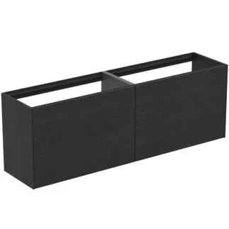 IDEAL STANDARD CONCA - Waschtisch-Unterschrank 1585x373x540 mm in eiche geflammt furnier, 4 Schubladen - Grifflos, Vollauszug, Push-to-open, SoftClosing, Vormontiert, Nachhaltig gewonnenes Holz, Echtholzfurnier #T3996Y4 - Eiche geflammt