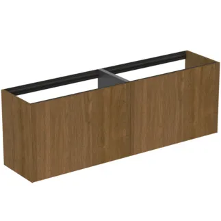 IDEAL STANDARD CONCA - Waschtisch-Unterschrank 1585x373x540 mm in walnuss dunkel dekor, 4 Schubladen - Grifflos, Vollauszug, Push-to-open, SoftClosing, Vormontiert, Nachhaltig gewonnenes Holz, Echtholzfurnier #T3996Y5 - Walnuss dunkel