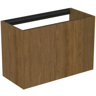 IDEAL STANDARD CONCA - Waschtisch-Unterschrank 800x373x540 mm in walnuss dunkel dekor, 2 Schubladen - Grifflos, Vollauszug, Push-to-open, SoftClosing, Vormontiert, Nachhaltig gewonnenes Holz, Echtholzfurnier #T3994Y5 - Walnuss dunkel