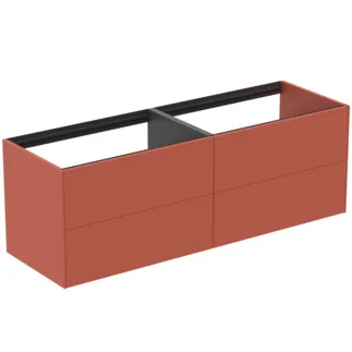 IDEAL STANDARD CONCA - Waschtisch-Unterschrank 1585x505x540 mm in sunset matt lackiert, 4 Schubladen - Grifflos, Vollauszug, Push-to-open, SoftClosing, Vormontiert, Nachhaltig gewonnenes Holz #T3990Y3 - Sunset matt