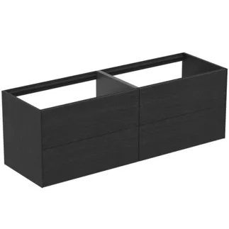 IDEAL STANDARD CONCA - Waschtisch-Unterschrank 1585x505x540 mm in eiche geflammt furnier, 4 Schubladen - Grifflos, Vollauszug, Push-to-open, SoftClosing, Vormontiert, Nachhaltig gewonnenes Holz, Echtholzfurnier #T3990Y4 - Eiche geflammt