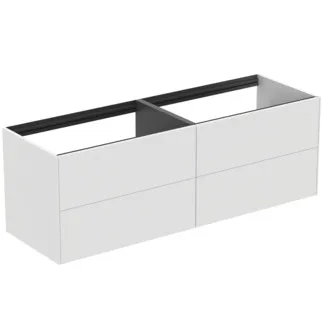 IDEAL STANDARD CONCA - Waschtisch-Unterschrank 1585x505x540 mm in weiß matt lackiert, 4 Schubladen - Grifflos, Vollauszug, Push-to-open, SoftClosing, Vormontiert, Nachhaltig gewonnenes Holz #T3990Y1 - Weiß matt