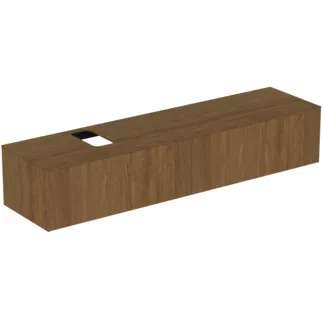 IDEAL STANDARD CONCA - Waschtisch-Unterschrank 1987x505x370 mm in walnuss dunkel dekor, 2 Schubladen - Grifflos, Vollauszug, Push-to-open, SoftClosing, Vormontiert, Nachhaltig gewonnenes Holz, Echtholzfurnier #T3986Y5 - Walnuss dunkel