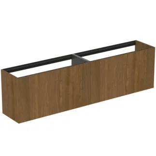 IDEAL STANDARD CONCA - Waschtisch-Unterschrank 1985x373x540 mm in walnuss dunkel dekor, 4 Schubladen - Grifflos, Vollauszug, Push-to-open, SoftClosing, Vormontiert, Nachhaltig gewonnenes Holz, Echtholzfurnier #T3999Y5 - Walnuss dunkel