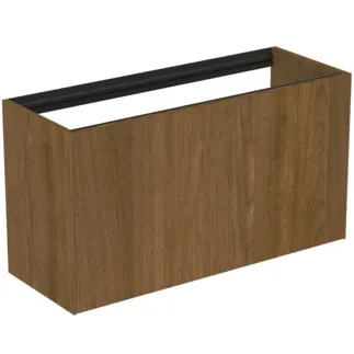 IDEAL STANDARD CONCA - Waschtisch-Unterschrank 1000x373x540 mm in walnuss dunkel dekor, 2 Schubladen - Grifflos, Vollauszug, Push-to-open, SoftClosing, Vormontiert, Nachhaltig gewonnenes Holz, Echtholzfurnier #T3997Y5 - Walnuss dunkel