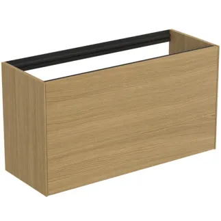 IDEAL STANDARD CONCA - Waschtisch-Unterschrank 1000x373x540 mm in eiche hell furnier, 2 Schubladen - Grifflos, Vollauszug, Push-to-open, SoftClosing, Vormontiert, Nachhaltig gewonnenes Holz, Echtholzfurnier #T3997Y6 - Eiche hell
