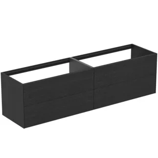 IDEAL STANDARD CONCA - Waschtisch-Unterschrank 1985x505x540 mm in eiche geflammt furnier, 4 Schubladen - Grifflos, Vollauszug, Push-to-open, SoftClosing, Vormontiert, Nachhaltig gewonnenes Holz, Echtholzfurnier #T3993Y4 - Eiche geflammt