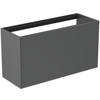 IDEAL STANDARD CONCA - Waschtisch-Unterschrank 1000x373x540 mm in anthrazit matt lackiert, 2 Schubladen - Grifflos, Vollauszug, Push-to-open, SoftClosing, Vormontiert, Nachhaltig gewonnenes Holz #T3997Y2 - Anthrazit matt