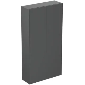IDEAL STANDARD CONCA - Schrank 720x250x1400 mm in anthrazit matt lackiert, 2 Türen - Grifflos, Push-to-open, Vormontiert, Nachhaltig gewonnenes Holz #T4107Y2 - Anthrazit matt