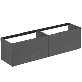 IDEAL STANDARD CONCA - Waschtisch-Unterschrank 1985x505x540 mm in anthrazit matt lackiert, 4 Schubladen - Grifflos, Vollauszug, Push-to-open, SoftClosing, Vormontiert, Nachhaltig gewonnenes Holz #T3993Y2 - Anthrazit matt
