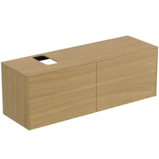IDEAL STANDARD CONCA - Waschtisch-Unterschrank 1587x505x550 mm in eiche hell furnier, 2 Schubladen - Grifflos, Vollauszug, Push-to-open, SoftClosing, Vormontiert, Nachhaltig gewonnenes Holz, Echtholzfurnier #T3989Y6 - Eiche hell