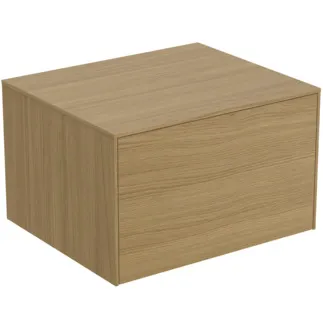 IDEAL STANDARD CONCA - Waschtisch-Unterschrank 602x505x370 mm in eiche hell furnier, 1 Schublade - Grifflos, Vollauszug, Push-to-open, SoftClosing, Vormontiert, Nachhaltig gewonnenes Holz, Echtholzfurnier #T4311Y6 - Eiche hell