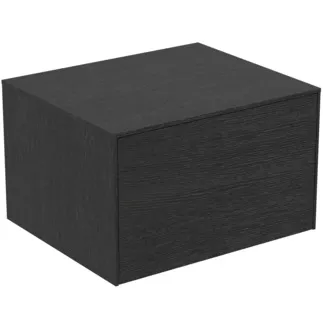 IDEAL STANDARD CONCA - Waschtisch-Unterschrank 602x505x370 mm in eiche geflammt furnier, 1 Schublade - Grifflos, Vollauszug, Push-to-open, SoftClosing, Vormontiert, Nachhaltig gewonnenes Holz, Echtholzfurnier #T4311Y4 - Eiche geflammt
