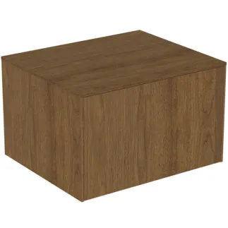 IDEAL STANDARD CONCA - Waschtisch-Unterschrank 602x505x370 mm in walnuss dunkel dekor, 1 Schublade - Grifflos, Vollauszug, Push-to-open, SoftClosing, Vormontiert, Nachhaltig gewonnenes Holz, Echtholzfurnier #T4311Y5 - Walnuss dunkel