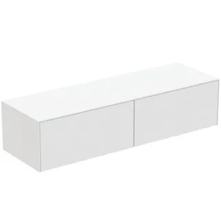 IDEAL STANDARD CONCA - Waschtisch-Unterschrank 1587x505x370 mm in weiß matt lackiert, 2 Schubladen - Grifflos, Vollauszug, Push-to-open, SoftClosing, Vormontiert, Nachhaltig gewonnenes Holz #T4315Y1 - Weiß matt