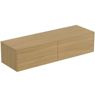 IDEAL STANDARD CONCA - Waschtisch-Unterschrank 1587x505x370 mm in eiche hell furnier, 2 Schubladen - Grifflos, Vollauszug, Push-to-open, SoftClosing, Vormontiert, Nachhaltig gewonnenes Holz, Echtholzfurnier #T4315Y6 - Eiche hell