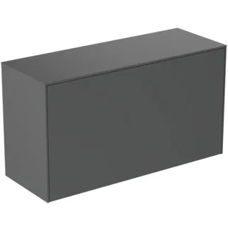 IDEAL STANDARD CONCA - Waschtisch-Unterschrank 1002x373x550 mm in anthrazit matt lackiert, 2 Schubladen - Grifflos, Vollauszug, Push-to-open, SoftClosing, Vormontiert, Nachhaltig gewonnenes Holz #T4319Y2 - Anthrazit matt