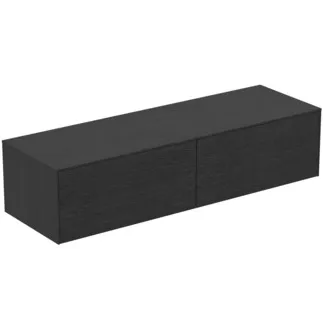 IDEAL STANDARD CONCA - Waschtisch-Unterschrank 1587x505x370 mm in eiche geflammt furnier, 2 Schubladen - Grifflos, Vollauszug, Push-to-open, SoftClosing, Vormontiert, Nachhaltig gewonnenes Holz, Echtholzfurnier #T4315Y4 - Eiche geflammt
