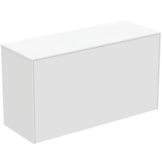 IDEAL STANDARD CONCA - Waschtisch-Unterschrank 1002x373x550 mm in weiß matt lackiert, 2 Schubladen - Grifflos, Vollauszug, Push-to-open, SoftClosing, Vormontiert, Nachhaltig gewonnenes Holz #T4319Y1 - Weiß matt