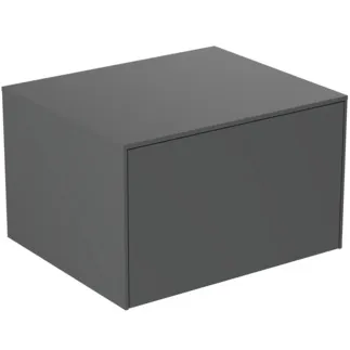 IDEAL STANDARD CONCA - Waschtisch-Unterschrank 602x505x370 mm in anthrazit matt lackiert, 1 Schublade - Grifflos, Vollauszug, Push-to-open, SoftClosing, Vormontiert, Nachhaltig gewonnenes Holz #T4311Y2 - Anthrazit matt