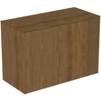 IDEAL STANDARD CONCA - Waschtisch-Unterschrank 802x373x550 mm in walnuss dunkel dekor, 2 Schubladen - Grifflos, Vollauszug, Push-to-open, SoftClosing, Vormontiert, Nachhaltig gewonnenes Holz, Echtholzfurnier #T4318Y5 - Walnuss dunkel