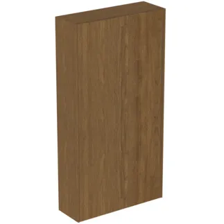 IDEAL STANDARD CONCA - Schrank 720x250x1400 mm in walnuss dunkel dekor, 2 Türen - Grifflos, Push-to-open, Vormontiert, Nachhaltig gewonnenes Holz, Echtholzfurnier #T4107Y5 - Walnuss dunkel