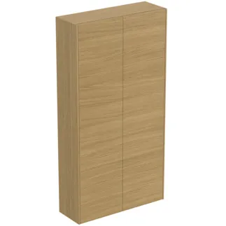 IDEAL STANDARD CONCA - Schrank 720x250x1400 mm in eiche hell furnier, 2 Türen - Grifflos, Push-to-open, Vormontiert, Nachhaltig gewonnenes Holz, Echtholzfurnier #T4107Y6 - Eiche hell