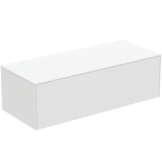IDEAL STANDARD CONCA - Waschtisch-Unterschrank 1202x505x370 mm in weiß matt lackiert, 1 Schublade - Grifflos, Vollauszug, Push-to-open, SoftClosing, Vormontiert, Nachhaltig gewonnenes Holz #T4314Y1 - Weiß matt