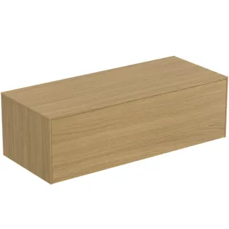 IDEAL STANDARD CONCA - Waschtisch-Unterschrank 1202x505x370 mm in eiche hell furnier, 1 Schublade - Grifflos, Vollauszug, Push-to-open, SoftClosing, Vormontiert, Nachhaltig gewonnenes Holz, Echtholzfurnier #T4314Y6 - Eiche hell