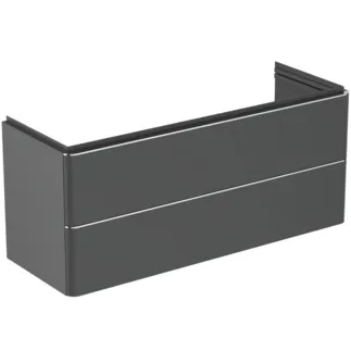 IDEAL STANDARD ADAPTO - Waschtisch-Unterschrank 1170x417x490 mm in anthrazit matt lackiert, 2 Schubladen - Push-to-open, SoftClosing, Vormontiert, Nachhaltig gewonnenes Holz #T4303Y2 - Anthrazit matt