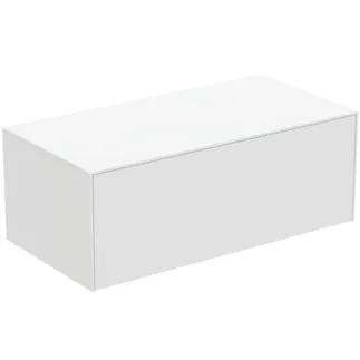 IDEAL STANDARD CONCA - Waschtisch-Unterschrank 1002x505x370 mm in weiß matt lackiert, 1 Schublade - Grifflos, Vollauszug, Push-to-open, SoftClosing, Vormontiert, Nachhaltig gewonnenes Holz #T4313Y1 - Weiß matt