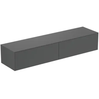 IDEAL STANDARD CONCA - Waschtisch-Unterschrank 1987x505x370 mm in anthrazit matt lackiert, 2 Schubladen - Grifflos, Vollauszug, Push-to-open, SoftClosing, Vormontiert, Nachhaltig gewonnenes Holz #T4316Y2 - Anthrazit matt