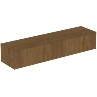 IDEAL STANDARD CONCA - Waschtisch-Unterschrank 1987x505x370 mm in walnuss dunkel dekor, 2 Schubladen - Grifflos, Vollauszug, Push-to-open, SoftClosing, Vormontiert, Nachhaltig gewonnenes Holz, Echtholzfurnier #T4316Y5 - Walnuss dunkel