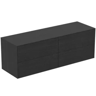 IDEAL STANDARD CONCA - Waschtisch-Unterschrank 1587x505x550 mm in eiche geflammt furnier, 4 Schubladen - Grifflos, Vollauszug, Push-to-open, SoftClosing, Vormontiert, Nachhaltig gewonnenes Holz, Echtholzfurnier #T4325Y4 - Eiche geflammt