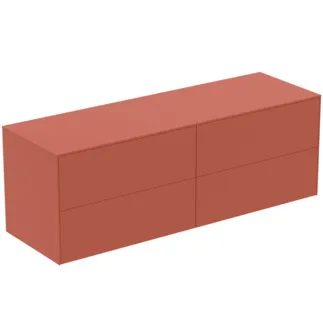 IDEAL STANDARD CONCA - Waschtisch-Unterschrank 1587x505x550 mm in sunset matt lackiert, 4 Schubladen - Grifflos, Vollauszug, Push-to-open, SoftClosing, Vormontiert, Nachhaltig gewonnenes Holz #T4325Y3 - Sunset matt