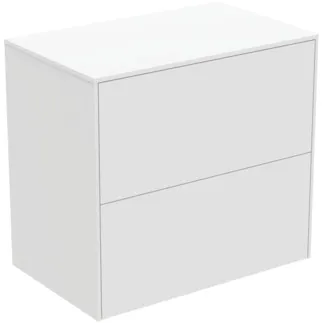 IDEAL STANDARD CONCA - Waschtisch-Unterschrank 602x373x550 mm in weiß matt lackiert, 2 Schubladen - Grifflos, Vollauszug, Push-to-open, SoftClosing, Platzsparend, Vormontiert, Nachhaltig gewonnenes Holz #T4327Y1 - Weiß matt
