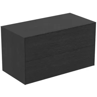 IDEAL STANDARD CONCA - Waschtisch-Unterschrank 1002x505x550 mm in eiche geflammt furnier, 2 Schubladen - Grifflos, Vollauszug, Push-to-open, SoftClosing, Vormontiert, Nachhaltig gewonnenes Holz, Echtholzfurnier #T4323Y4 - Eiche geflammt