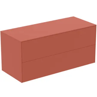 IDEAL STANDARD CONCA - Waschtisch-Unterschrank 1202x505x550 mm in sunset matt lackiert, 2 Schubladen - Grifflos, Vollauszug, Push-to-open, SoftClosing, Vormontiert, Nachhaltig gewonnenes Holz #T4324Y3 - Sunset matt