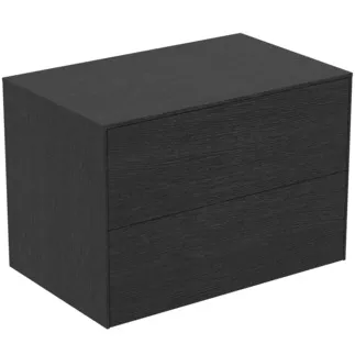 IDEAL STANDARD CONCA - Waschtisch-Unterschrank 802x505x550 mm in eiche geflammt furnier, 2 Schubladen - Grifflos, Vollauszug, Push-to-open, SoftClosing, Vormontiert, Nachhaltig gewonnenes Holz, Echtholzfurnier #T4322Y4 - Eiche geflammt