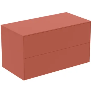 IDEAL STANDARD CONCA - Waschtisch-Unterschrank 1002x505x550 mm in sunset matt lackiert, 2 Schubladen - Grifflos, Vollauszug, Push-to-open, SoftClosing, Vormontiert, Nachhaltig gewonnenes Holz #T4323Y3 - Sunset matt